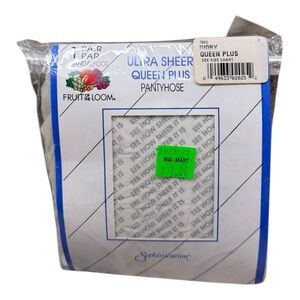 Vtg Fruit Of The Loom Pantyhose Ivory Size Queen Plus Ultra Sheer 2002